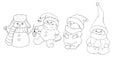 Coloring vector cute cartoon snowman set Royalty Free Stock Photo