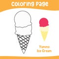 Coloring worksheet for children. Coloring ice cream worksheet page