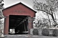 Colorized black and white photo of covered bridge in southern Indiana Royalty Free Stock Photo