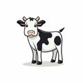 Colorized Cartoon Dairy Cow Logo On White Background