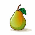 Colorized Cartoon Portrait Of Pear With Clean And Sharp Inking