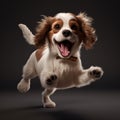 Colorized Dog Jumping: A Playful Vray Tracing Artwork