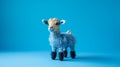 Colorized Knitted Toy Goat In Subversive Fiber Art Style