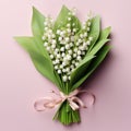 Colorized Lily Of The Valley Bouquet On Pink Background Royalty Free Stock Photo