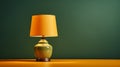 Colorized Orange Lamp On Dark Green Table - Realistic Rendering