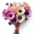 Colorized Paper Bouquet Of Anemones: High Detailed And Vibrant Gift Royalty Free Stock Photo