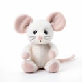 Colorized Plush Mouse: White And Pink With Dark White Background