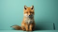 Colorized Portrait Of A Cute Fox Resting Against A Blue Background