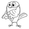 Colorless cartoon Bird is gesturing. Coloring pages. Template page for coloring book of funny fledgling for kids. Practice