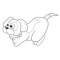 Colorless cartoon Dog sitting. Coloring pages. Template page for coloring book of funny puppy or pooch for kids. Practice Royalty Free Stock Photo