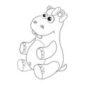 Colorless cartoon Hippo Girl . Coloring pages. Template page for coloring book of funny Hippopotamus for kids. Practice worksheet Royalty Free Stock Photo