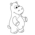 Colorless cartoon Hippopotamus. Coloring pages. Template page for coloring book of funny Behemoth for kids. Practice worksheet Royalty Free Stock Photo