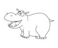 Colorless cartoon hippopotamus vector illustration isolated on
