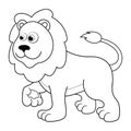 Colorless cartoon Lion. Coloring pages. Template page for coloring book of funny wild Cat or Lionet for kids. Practice worksheet Royalty Free Stock Photo