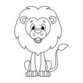 Colorless cartoon lion vector illustration isolated on white ba