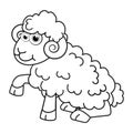Colorless cartoon Mutton. Coloring pages. Template page for coloring book of funny Ram for kids. Practice worksheet or Anti-stress Royalty Free Stock Photo