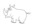 Colorless cartoon rhinocerus vector illustration isolated on wh Royalty Free Stock Photo