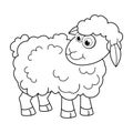 Colorless cartoon Sheep. Coloring pages. Template page for coloring book of funny Lamb for kids. Practice worksheet or Anti-stress