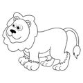 Colorless cartoon young Lion. Coloring pages. Template page for coloring book of funny Lion King for kids. Practice worksheet