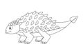 Colorless funny cartoon ankylosaurus. Cartoon dinosaur. Vector Royalty Free Stock Photo