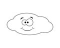 Colorless funny cartoon cloud. Vector illustration. Coloring pag