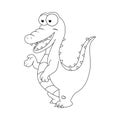 Colorless funny cartoon crocodile. Vector illustration. Colorin