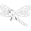 Colorless funny cartoon dragonfly.