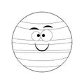 Colorless funny cartoon Neptune planet. Vector illustration. C