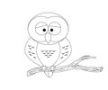 Colorless funny cartoon owl.