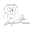 Colorless funny cartoon owl.