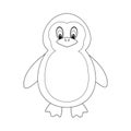 Colorless funny cartoon penguin. Vector illustration isolated on white