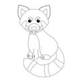 Colorless funny cartoon red panda. Vector illustration. Coloring page. Royalty Free Stock Photo