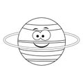 Colorless funny cartoon Uranus planet. Vector illustration. Co Royalty Free Stock Photo