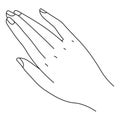 Colorless hand with fingers and nails, line art