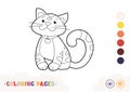 Colorless image of a cute linear striped cat isolated on white background. Pets-related preschool kids coloring book