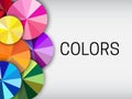 Colors Banner Background Design with Color Wheels in Blue, Red, Pink, Purple, Green, Yellow and Orange Colors