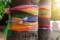 Colors cloth tied in temple for belief of the Thai buddha worship