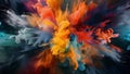 Colors collide and coalesce forming a breathtaking abstract explosio