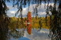 Colors of Fall around the lake of the city park Royalty Free Stock Photo