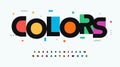 Colors font alphabet letters. Modern logo typography. Color creative art typographic design. Festive letter set for