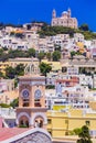 Colors of Greece series - Syros island , view of Ano Syros vill Royalty Free Stock Photo