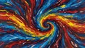 Colors include vibrant blue red and yellow applied in bold sweeping Royalty Free Stock Photo
