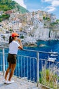 Colors of Italy Manarola village , Cinque Terre park Italy during summer day , italy colourful coast Manarola Cinque