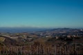 The colors of the Langhe in autumn in Serralunga D`Alba, with the vineyards and hills Royalty Free Stock Photo