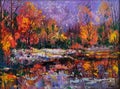 Colors of late autumn. Oil painting on canvas. Handmade. Royalty Free Stock Photo