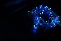 The colors of the lights are flashing blue, green, purple and or Royalty Free Stock Photo