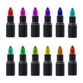 12 colors Lipstick Icon Set.