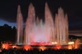 Colors of Magic Fountain of Montjuic in Barcelona\'s Placa d\'Espanya, - Spain