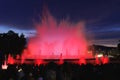 Colors of Magic Fountain of Montjuic in Barcelona\'s Placa d\'Espanya, - Spain