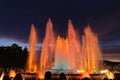 Colors of Magic Fountain of Montjuc in Barcelona\'s Placa d\'Espanya, - Spain